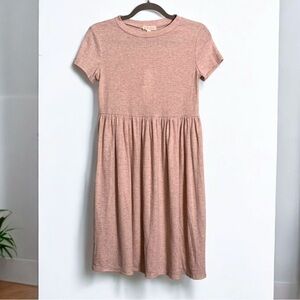 See You Monday - Baby Doll T-Shirt Dress - Tan/Cream